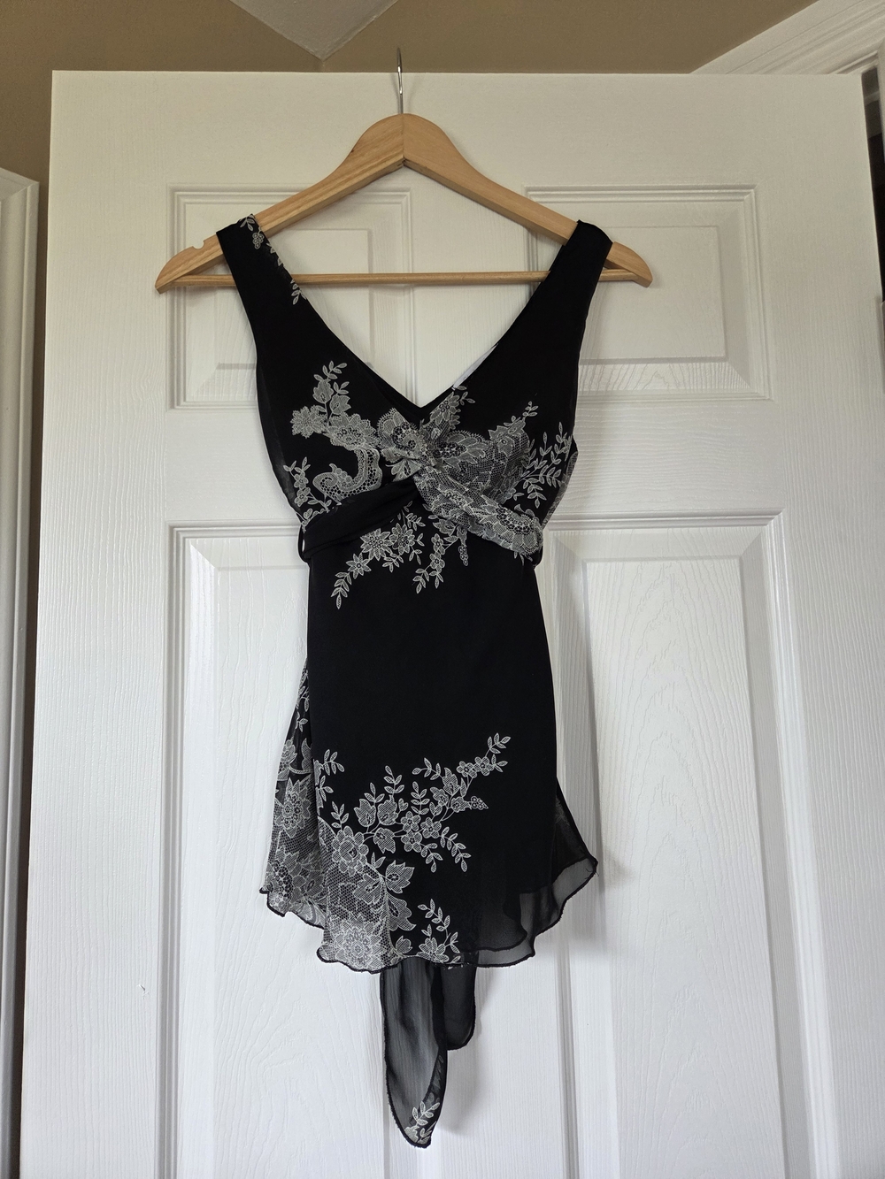 Charlotte Russe black floral tie back top